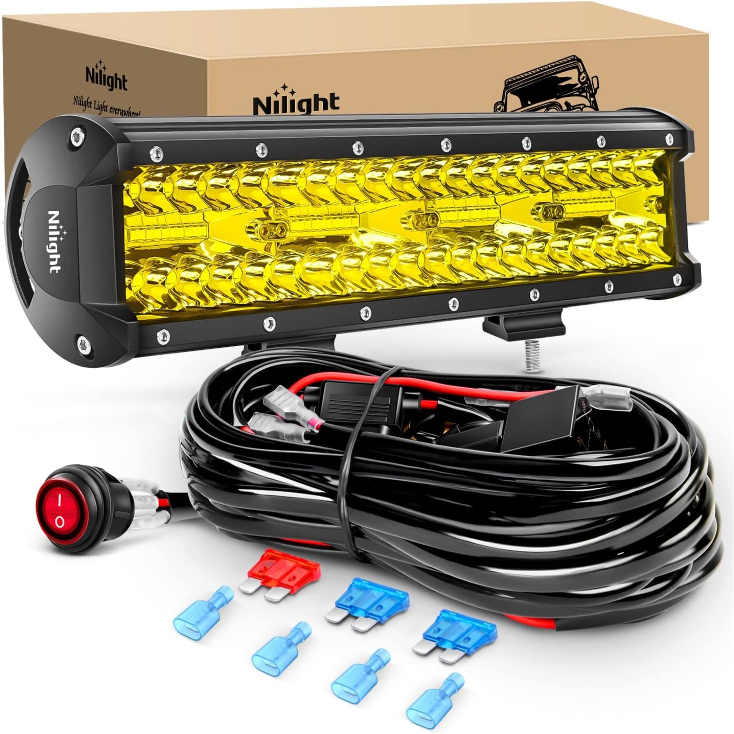 Led Work Light Bar 12 Inch Offroad - Nilight Lampu LED Amber 12 Inci