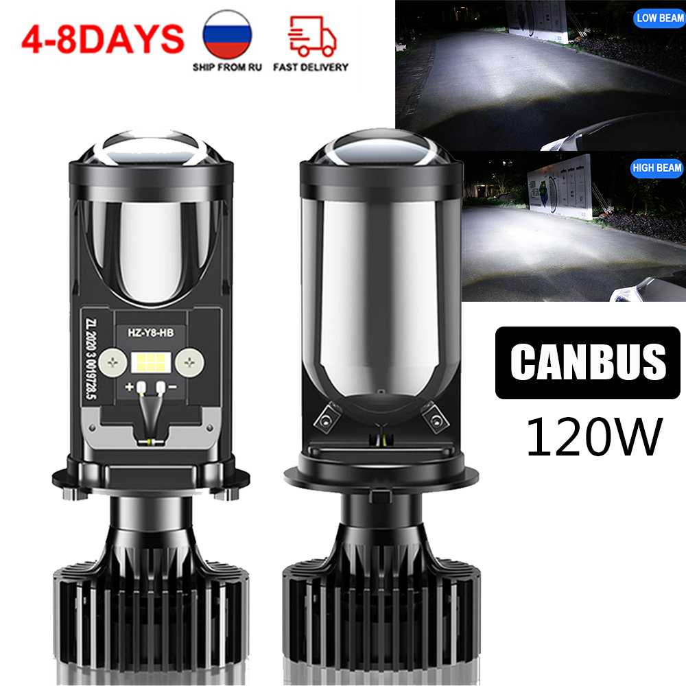 Led Headlight H4 Hi Lo 120W - Lampu sorot LED proyektor lensa Y6
