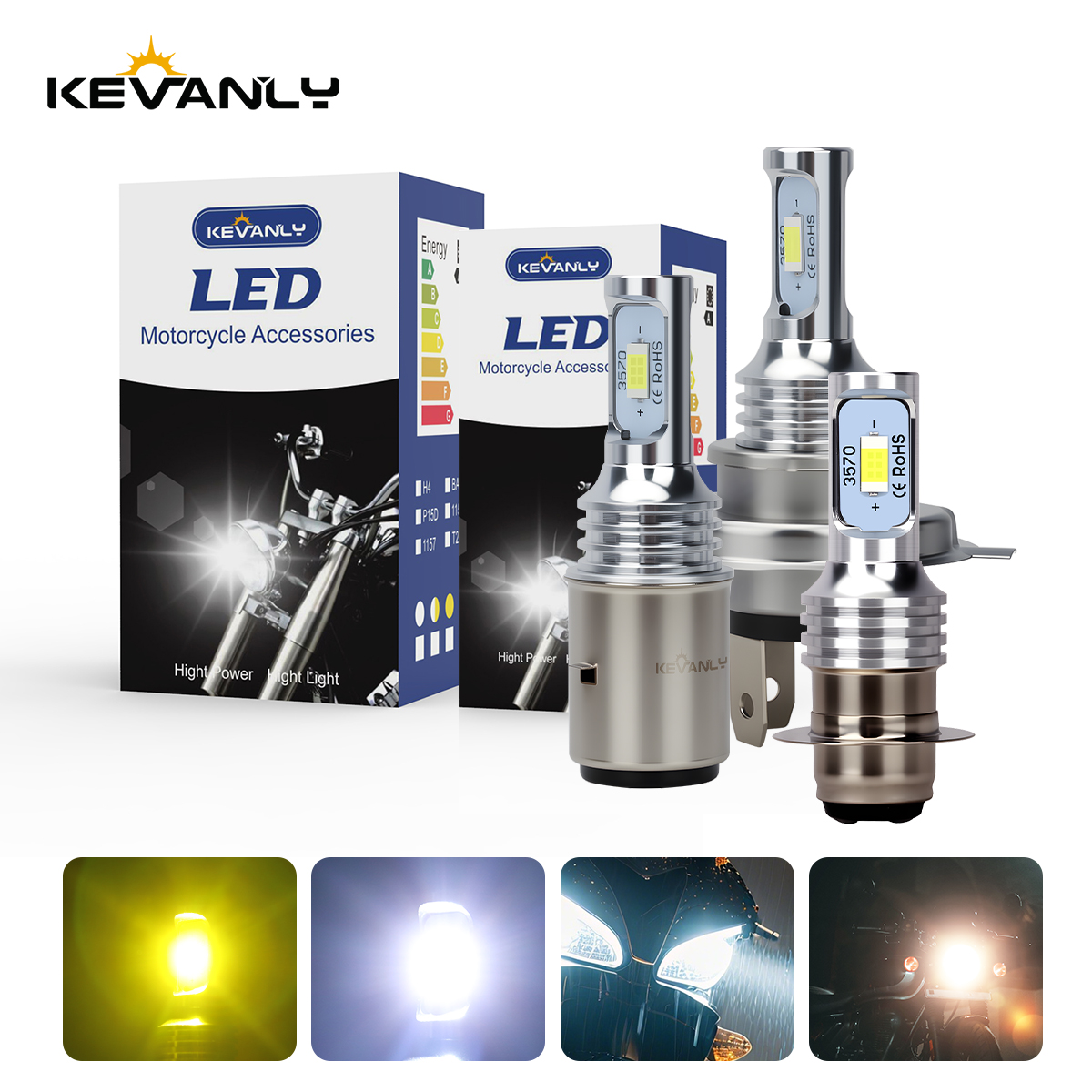 Motorcycle Led Headlight Bulb H4 - 1x Lampu Depan Motor LED H4