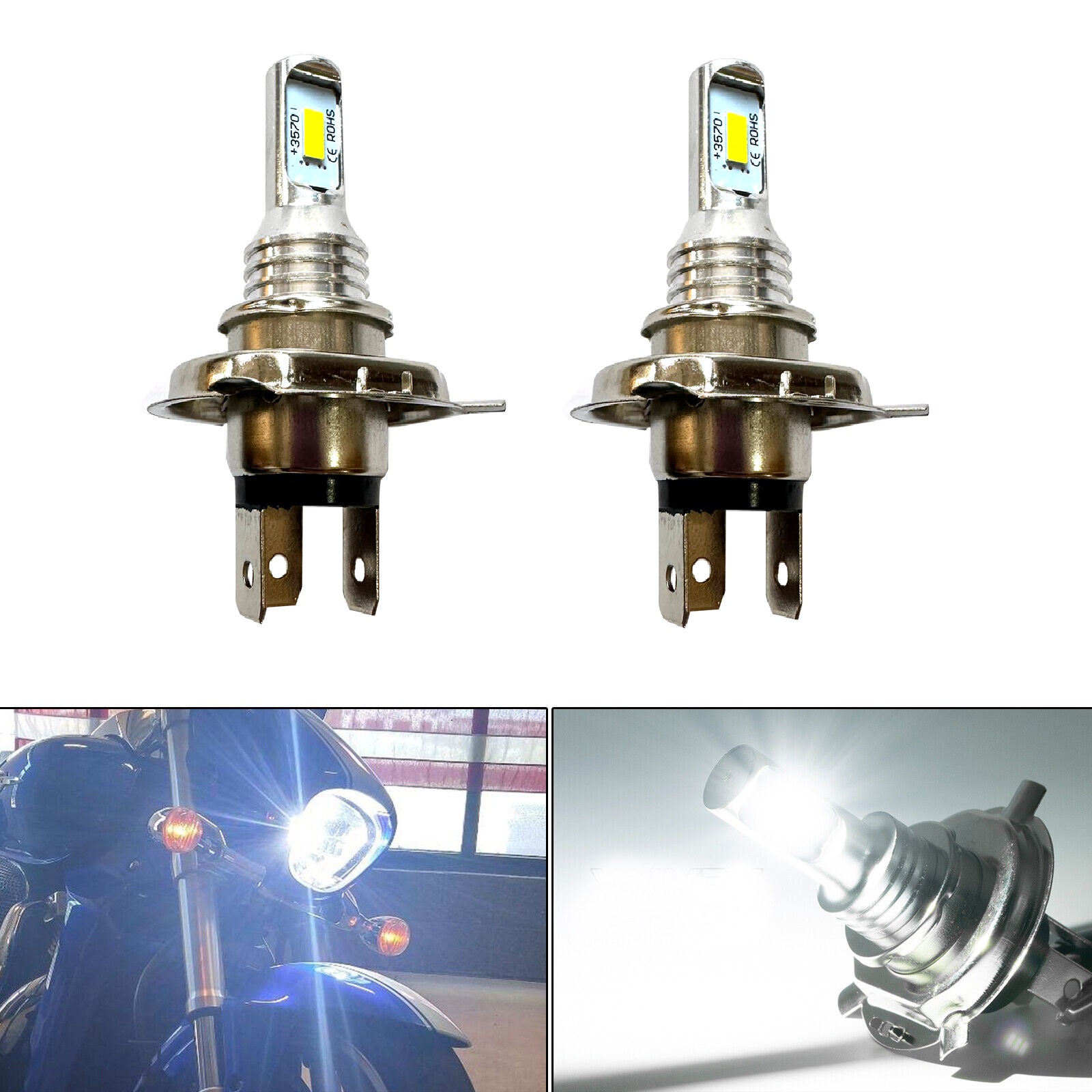 Motorcycle Led Headlight Bulb H4 - H4 12v Led Xenon Putih Canbus