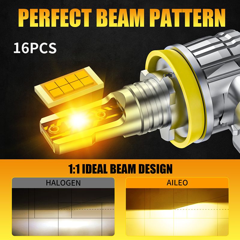 AILEO 2 PCS H11 LED H8 LED HB4 - Led Fog Light H11 3000K Yellow ulasan dan harga