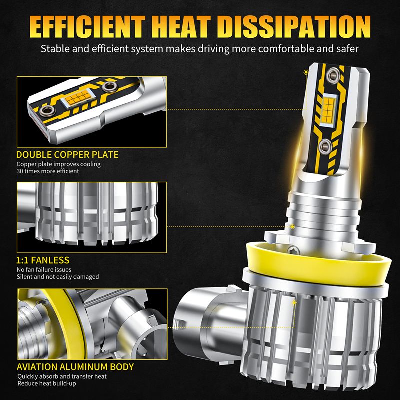 AILEO 2 PCS H11 LED H8 LED HB4 - Led Fog Light H11 3000K Yellow ulasan dan harga