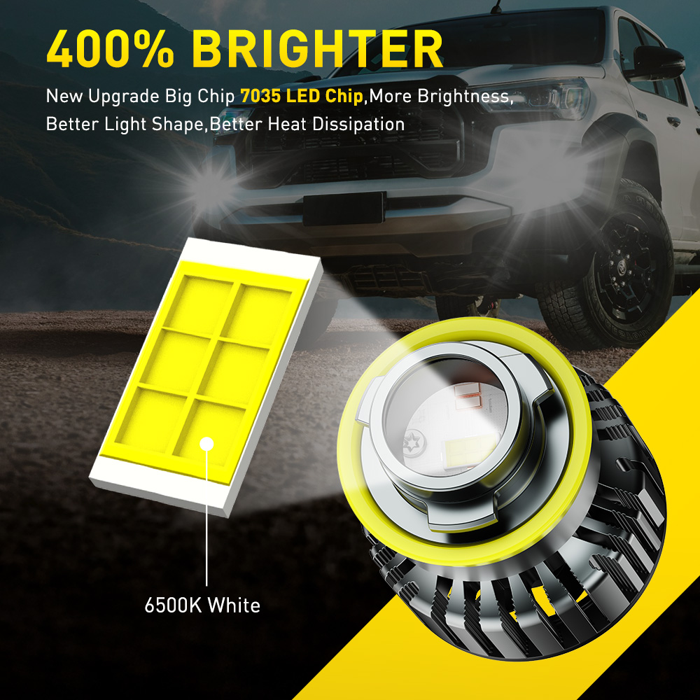 2 Buah Lensa Laser AUXITO Mobi - Led Fog Light H11 3000K Yellow ulasan dan harga