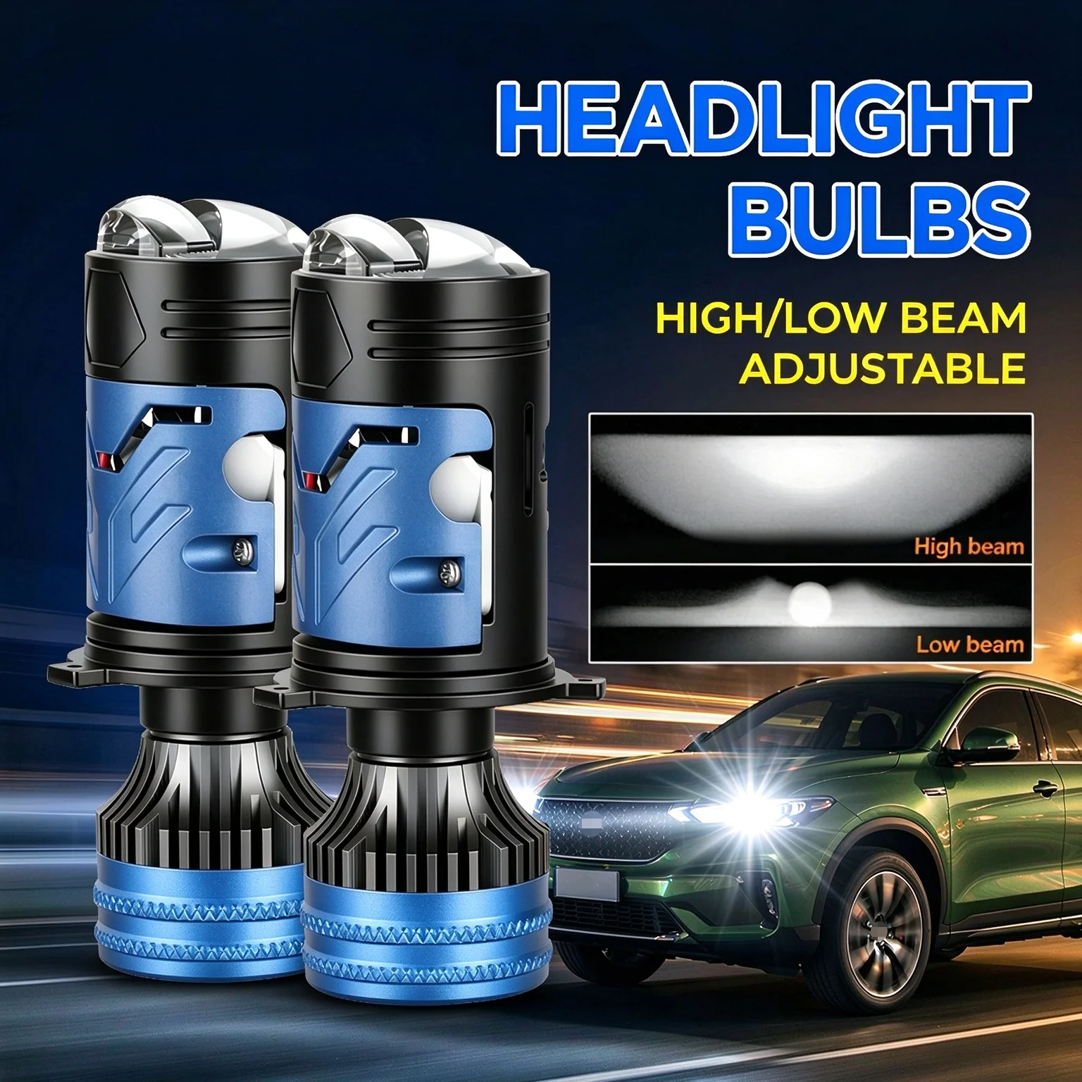 Lampu Depan LED H4 dengan Lens - Led Headlight H4 Hi Lo 120W ulasan dan harga