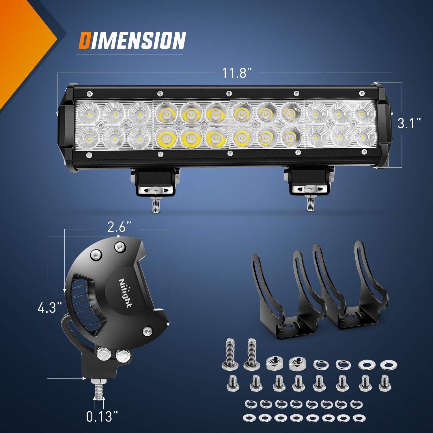 Lampu LED Bar Nilight 12 Inch  - Led Work Light Bar 12 Inch Offroad ulasan dan harga
