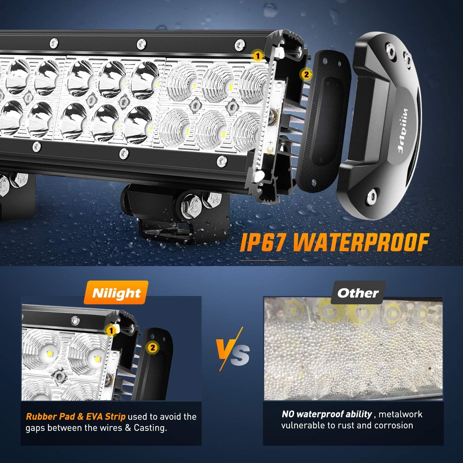Lampu LED Bar Nilight 12 Inch  - Led Work Light Bar 12 Inch Offroad ulasan dan harga
