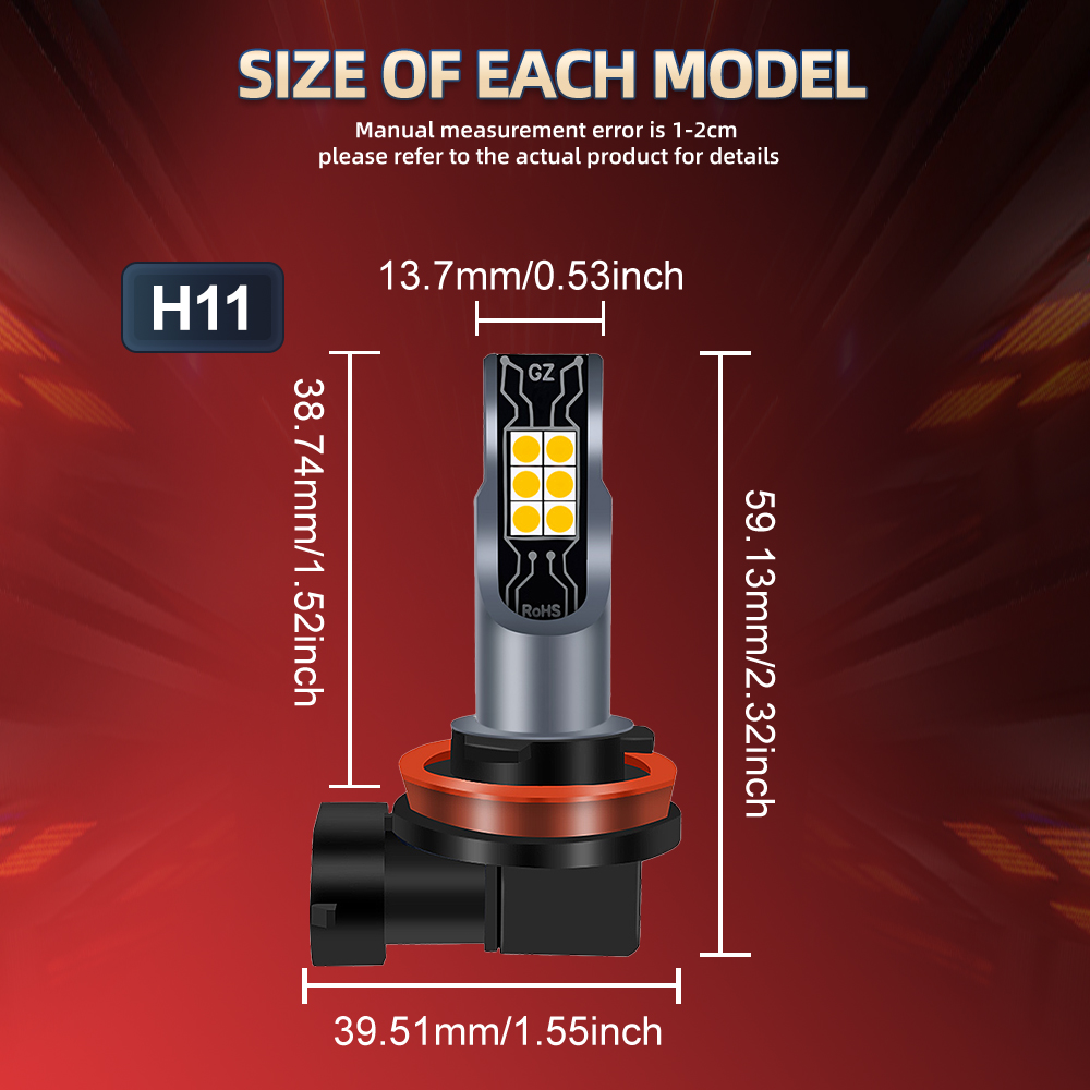 2 Buah Bohlam LED H11 H8 Lampu - Led Fog Light H11 3000K Yellow ulasan dan harga