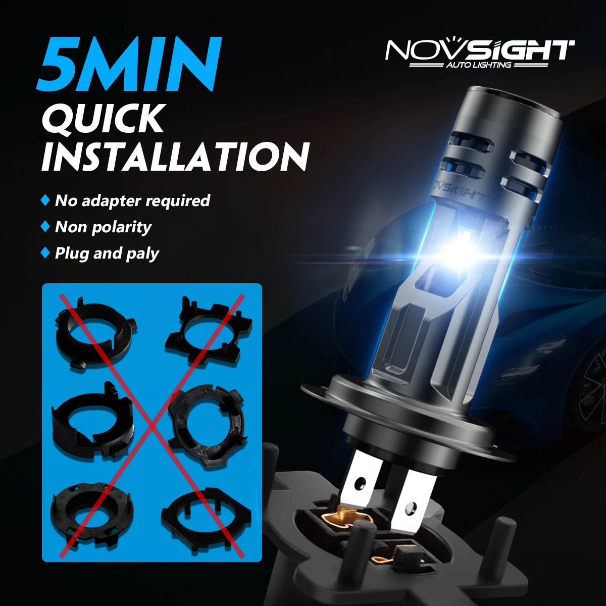 NOVSIGHT lampu sorot mobil put - Led Headlight 6500K White 12000Lm ulasan dan harga