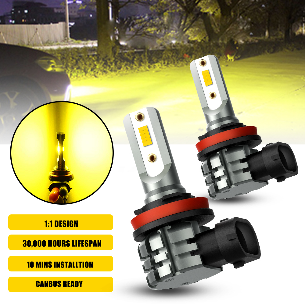 2 Buah Bohlam Lampu Kabut LED  - Led Fog Light H11 3000K Yellow ulasan dan harga