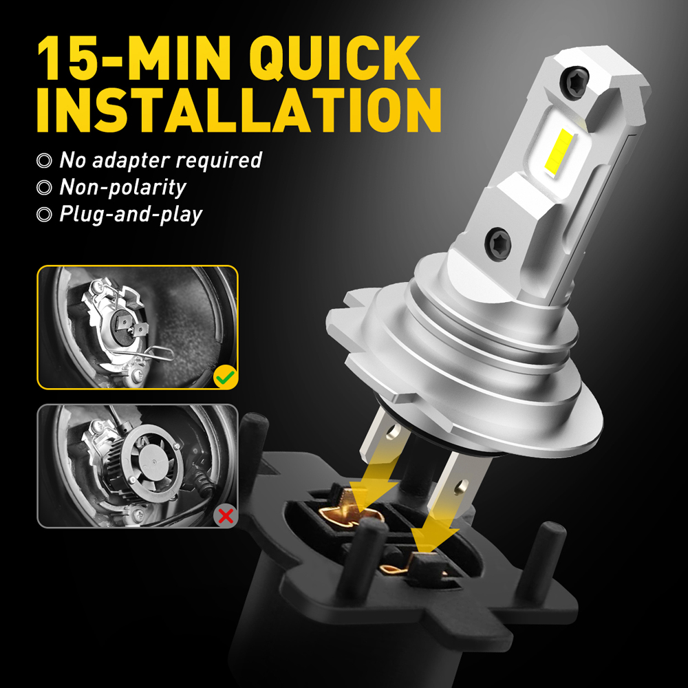 AUXITO 2 Buah 12000LM CSP Chip - Led Headlight 6500K White 12000Lm ulasan dan harga