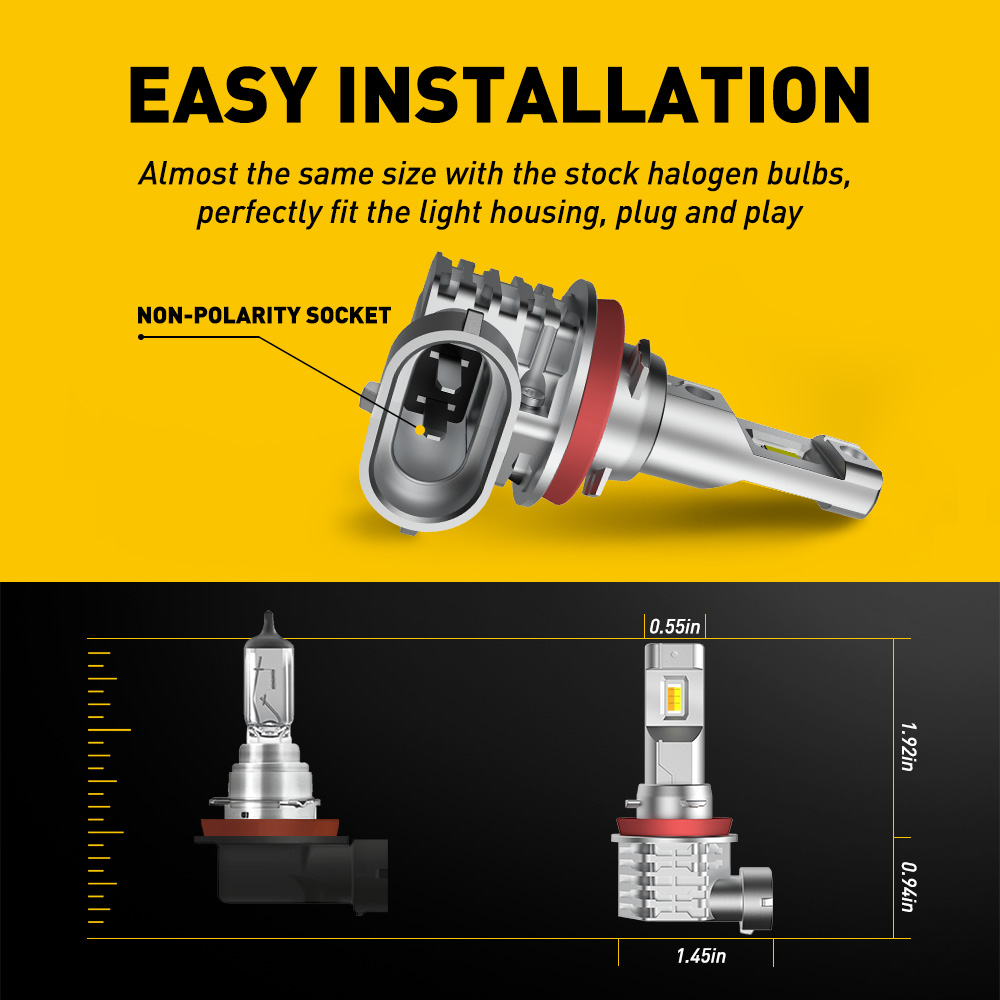 AUXITO lampu kabut LED, lampu  - Led Fog Light H11 3000K Yellow ulasan dan harga