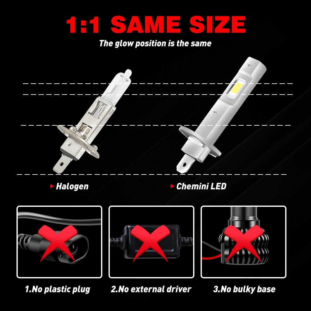 Lampu depan LED H1 mobil, bohl - Led Headlight 6500K White 12000Lm ulasan dan harga