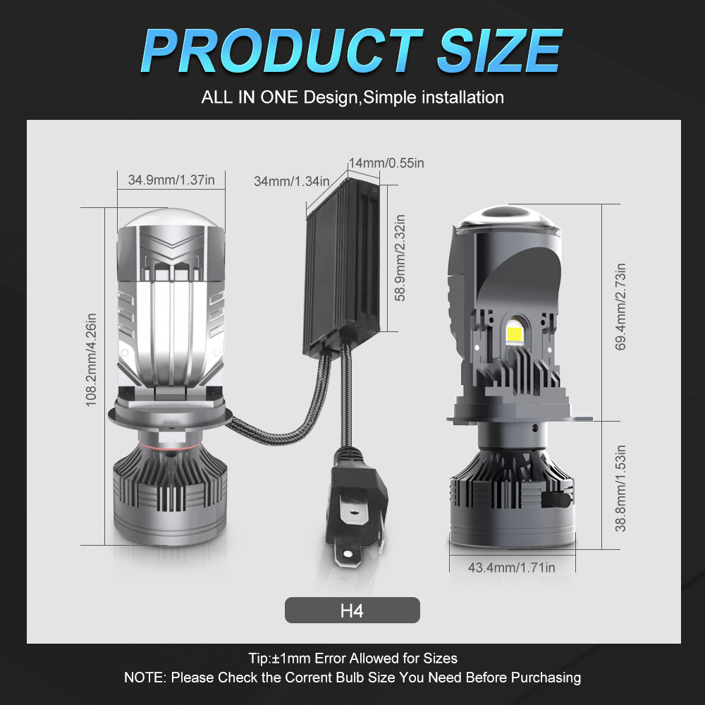 Large Lens H4 LED Headlight Mi - Led Headlight H4 Hi Lo 120W ulasan dan harga
