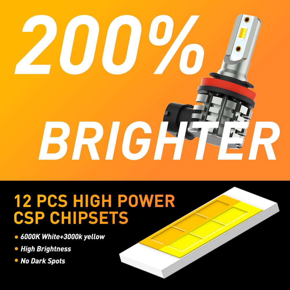 AUXITO lampu kabut LED H11, bo - Led Fog Light H11 3000K Yellow ulasan dan harga
