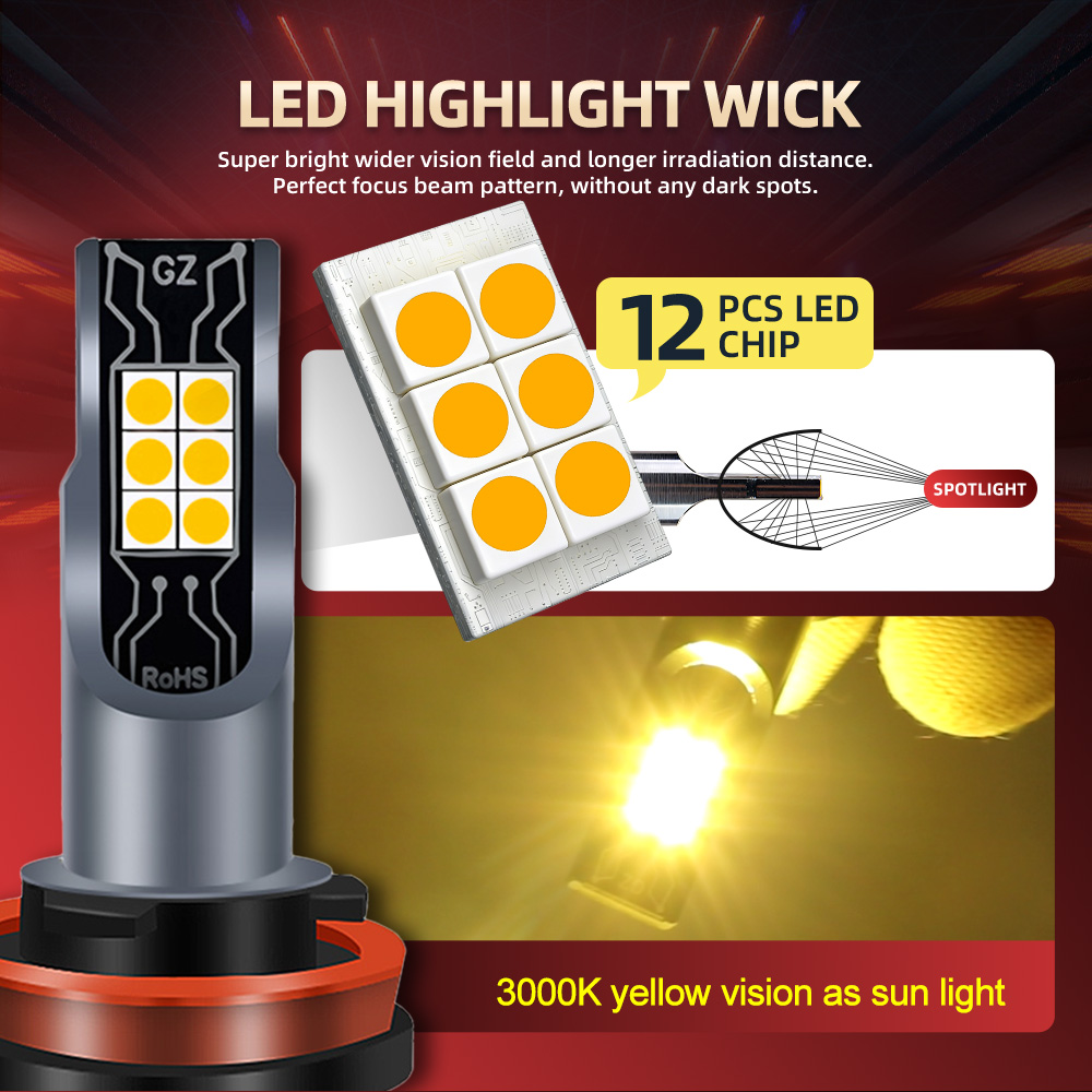 2 Buah Lampu Kabut Depan LED L - Led Fog Light H11 3000K Yellow ulasan dan harga