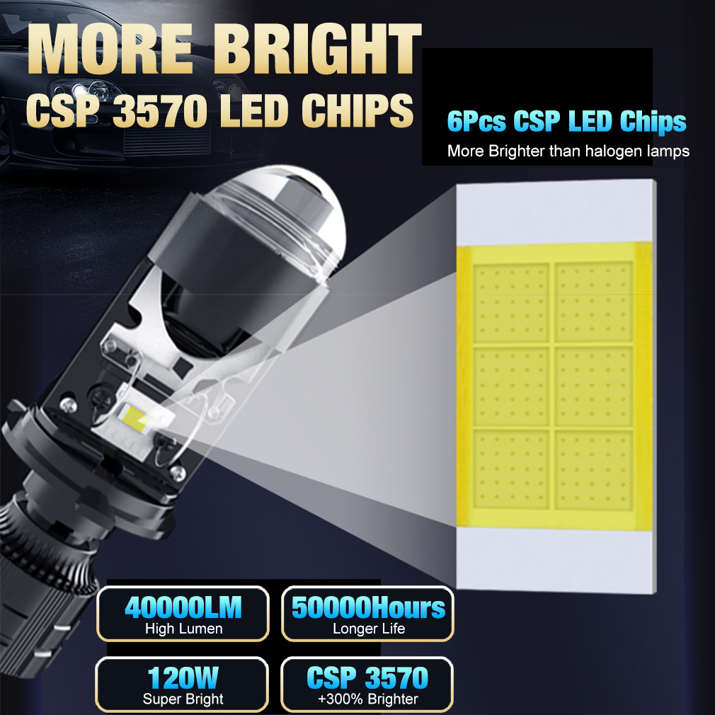 2 Buah 120W H4 LED Proyektor M - Led Headlight H4 Hi Lo 120W ulasan dan harga