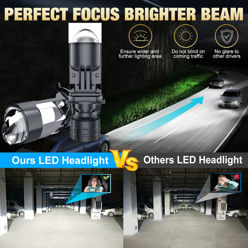 2 Buah 120W H4 LED Proyektor M - Led Headlight H4 Hi Lo 120W ulasan dan harga